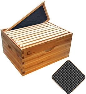 Takywep 10-Frame Deep Brood Beehive Box for Beekeeping – Langstroth Compatible, 100% Beeswax-Coated Fir, Durable Pine Frames & Wax Foundations, Dovetail Joints, Waterproof, Easy Assembly – Traditional