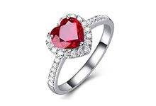 Yaya Fashion Classic Women's Red Ruby Heart Shape Gemstone 925 Silver-Plated Wedding Rings for Women Bridal Fine Jewelry Engagement Bague Accessories (7#)