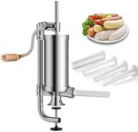 WishesMar 5.0 LBS Manual Sausage Filler Stuffer Stainless Steel Vertical Hand Sausage Meat Maker for Household Use, Home Made Machine or Commercial Capacity