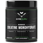 Gym Guru® Creatine Monohydrate Powder | Unflavoured | Micronized | 500g | Vegan & Vegetarian | 5g Creatine Powder Per Serving | 100 Servings | No Flavour | Increase Physical Performance On Creatine