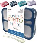 kinsho Bento Lunch-Box Containers for Kids, Boys, Adults | 6 Compartment Lunch-Boxes | Leakproof School Bentobox or Meal Planning Portion Container Boxes | BPA-Free | Navy Blue