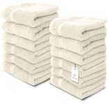 White Classic Luxury Washcloths for Bathroom-Hotel-Spa-Kitchen-Set - Circlet Egyptian Cotton - Highly Absorbent Hotel Quality Face Towels - Bulk Set of 12-13x13 Inch (Ivory)