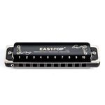 EAST TOP T008K 2.0 Update Harmonica Key of C, 10 Holes Diatonic Mouth Organ with Zipper Case, Standard Deluxe Harmonica For All Levels, Professionals, Beginners and Students, as a Gift