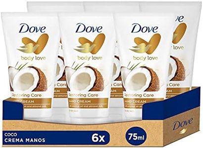 Dove Crema Hidratante de Manos con Aceite de Coco 100% Natural y Leche de Almendras para Piel Normal a Seca, Pack de 6 x 75 ml