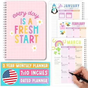 2 Year Monthly Planner 2026-2027 - 2 Year Planner 2026-2027, Monthly Calendar 2026-2027, Calendar Book, Pink Calendars, Planners & Organizers