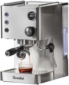 Gemilai 15 Bar Espresso Machine, Coffee Maker with Steam Milk Frother Wand, Cappuccino Machine and Professional Espresso Maker with 1.8QT Removable Water Tank for Home, Brushed Stainless Steel, G3007L