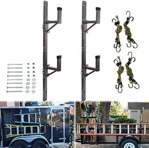 Lonwin Adjustable Trailer Ladder Rack Fit for Enclosed Trailer Exterior Side Wall - Carry 2 Ladders