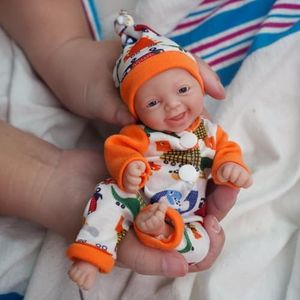 MYREBABY 7 Inch Mini Silicone Baby, Reborn Baby Dolls Silicone Full Body Realistic Newborn Baby Doll Real Life Miniature Baby Doll