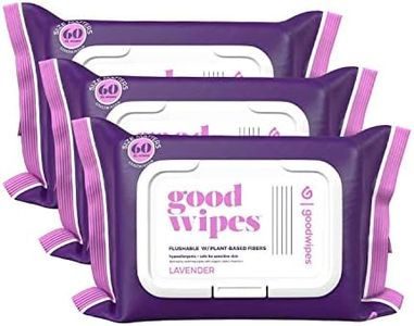 Goodwipes Flushable Butt Wipes Made with Vitamin E & Aloe – Soft & Gentle Wet Wipe Dispenser for Home Use, Septic & Sewer Safe – Largest Adult Toilet Wipes – Lavender, 180 count (3 packs)