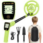 Kpuplol Kids Metal Detector - Adjustable 24"-35" Height, USB Rechargeable with Clear Display & 7.36" Waterproof Search Coil Lightweight & Easy to Use Outdoor Gold Hunting Toy for Children (Green)
