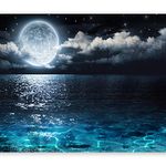 Wallpaper Photo Beach & Sea 350x256 cm / 137.8" x 96.5" - Non-Woven Premium Art Print Fleece Wall Mural Decoration Poster Picture Design Modern - Nature Night Landscape Ocean Clouds c-B-0083-a-a