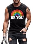 Herodite Men Pride Tank Tops Be You Letter Print Shirt Graphic Gay Pride LGBT Sleeveless Shirt Tee P1 L