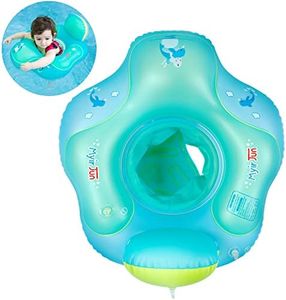 Myir JUN Flotador bebé con Asiento y Respaldo, Anillo de Natación para bebés de Piscina Flotador Inflable para Niños Flotador de Natación Nadar Anillo (Azul, M)