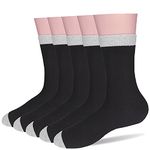 100% Cotton Crew Socks for Men,Mens Cotton Knitted Plain Socks for Work and Casual(Pack of 5)