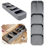 Strong Plastic 1 Tier Large & Deep CUTLERY TRAY Flatware Organiser Drawer Sliding Tidy Multipurpose Flatware Holder Kitchen Accessories for Tableware (Grey - 39.5 * 11.5 * 5.5cm)