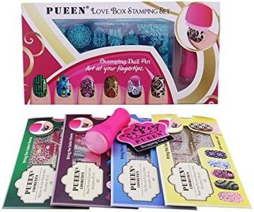 PUEEN Nail Art Stamping LOVE BOX I - 4 Lover Collection Plates - 125x65mm Unique Nailart Polish Stamping Manicure Image Plate Accessories Kit - BH000576