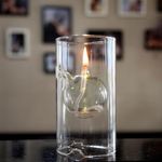 MEMEOKON Glass Oil Light Borosilicate Includes Bliss Suspended Hurricane Candle Holder Sleeve Lamp 8 x15CM (Within Clear Ball)