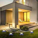 GIGAWATTS 8 LED Solar Ground Light Water-Resistant Solar-Powered Lights with Rechargeable Battery Smart Sensor for Borders Garden Pathways & Driveways (White, Pack of 4)