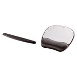 Fellowes Memory Foam Keyboard Wrist Rest - Black & Memory Foam Mouse Pad With Wrist Rest - Silver Streak