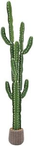 Keeplush UV-Resistant Artificial Fake Cactus Plants 7ft – Tall Fake Cacti Outdoor Tree with Brown Decorative Planter – Large Faux Tropical Cactus for Indoor & Outdoor Home, Office, or Garden Decor