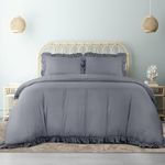 Utopia Bedding Ruffle Duvet Cover - King Size Duvet Cover Set with Pillowcases - Soft Microfibre Polyester Ruffle Bedding (Grey)