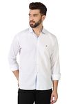 TOPLOT Men's Solid Slim Fit Cotton Blend Casual Shirt with Spread Collar & Full Sleeves (Plain-Shirt-5112-White-XXL)