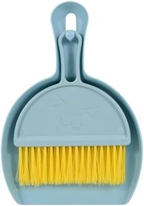 Shaloxar Small Broom and Dustpan Set,mini Compact Portable, for Home, Sofas, Kitchen countertops, Storage Shelves, Office desks, bathrooms, and pet Areas (Blue)