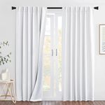 NICETOWN Sound Barrier 100% Blackout Divider Curtains 84", Noise, Heat and Cold Blocking Back Tab Drapes with Felt Fabric Lining for Noise Reducing/Nursery/Daytime Sleep(White, 2 PCs, 52" Wide)