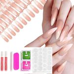 Allstarry 120pcs Extra Long Ombre French Fake Nail Natural Nude Stiletto Press on Nails Full Cover Artificial Wedding Party Manicure Nail Tips for Women and Girls