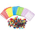 Yuanhe Bingo Cards Game Set - Includes 50 Bingo Cards and 500 Colorful Transparent Bingo Chips, for Bingo Games and Card Games