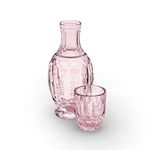 Zanzer Pink/Purple Vintage Bedside Night Carafe Set with Glass Tumbler Perfect for Storing Water, Juice and Other Drinks on Desktop/Shelf