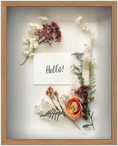 FrameWorks 16" x 20" Original Golden Oak Wooden Shadow Box Frame – Soft Felt Back, Tempered Glass, and Included Elegant White Ball Push Pins