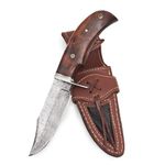 BIGCAT ROAR Handmade Damascus Hunting Knife - Bushcraft Fixed Blade Hunting Knife with Sheath and Walnut Wood Handle - 25.4 cm EDC Skinning Knife - Bear Hunter