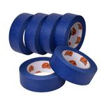 TAPEBEAR Blue Masking Tape, Painters Tape 36mm x 55m, UV Anti Residue Free Blue Tape, Wall Painting Masking Tape with Sharp Lines for Painting,Paint Tape, Outdoor 1.41 inch x 60 Yard, 6Rolls