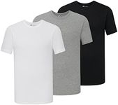 New Balance Men's Standard Cotton Performance Crew Neck Tee, Black/White/Heather Grey, Medium