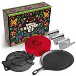 Uno Casa - Master Kit - Tortilla Press 8 Inch with Comal Pan, 4 Taco Holders and Tortilla Warmer - Unique Gift for Friends or Family