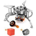 Odoland 6800W Windproof Camp Stove Camping Gas Stove with Fuel Canister Adapter, Piezo Ignition, Carry Case, Portable Collapsible Stove Burner for Outdoor Backpacking Hiking and Picnic