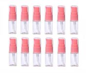 XINGZI 12Pcs 10ml 0.34oz Portable Empty Refillable Clear Plastic Lotion Pump Bottle with Pink Press Pump Head Cosmetic Make-up Face Cream Lotion Emulsion Sample Packing Container Vial Jars