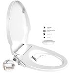 Bidet Toilet Seat with Self Cleaning Dual Nozzles,Non electric Separated Rear & Feminine Cleaning Natural Water Spray,Soft Closed Toilet Seat,Easy DIY Installation (filter water Elongated seat)