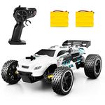 Tecnock RC Car Remote Control Car for Kids, 1:18 High Speed 20 KM/H 2WD RC Buggy, 2.4GHz Off Road Racing Car with Two Rechargeable Batteries, Gift for Boys and Girls (White)