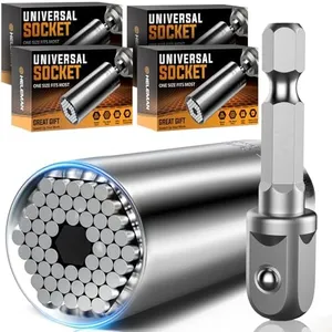 Christmas Stocking Stuffers Mens Gift Super Universal Socket -4 PACK Tool Gifts for Men Socket Set with Power Drill Adapter(7-19 MM) Cool Stuff Gadgets for Birthday Gift for Women Fathers Dad