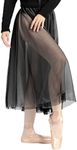 Daydance Girls Sheer Ballet Skirt Wrap Chiffon Over Scarf for Dancing Black