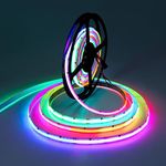 ALITOVE COB Led Strip Lights Addressable RGB IC WS2811 12V Led Lights Strip 16.4FT/5M 3600LEDs Programmable Digital Flexible LED Pixel Rope Light for Bedroom TV Mirror Kitchen Home DIY Lighting
