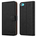 For iPod Touch Case 7th/6th/5th Generatin Case Leather Flip Magnetic Closure Folio Book Kickstand Card Holder Wallet Cover Full Protection for iPod Touch 5/6/7 Gen (Black)