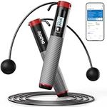 RENPHO Smart Skipping Ropes for Adults with Counter, Adjustable Cordless Skipping Rope with APP Data Analysis, Jump Ropes for Men Women Kids, Burn Calories, Skipping Rope, Fitness, Gym, Gift, Gray