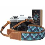 PADWA Camera Strap - 1.5" Cowhide Head Shoulder Neck Strap,Vintage Woven Multi-color Camera Straps for Cameras and Binoculars,Cute Adjustable Thin Strap for Adults & Kids(Plum Embroidery）