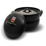 Banko Ware Earthenware Rice Cooker Donabe- Double-Lid Design for Fluffy Rice, English manual included for cooking rice, Even Heating & Enhanced Flavor Experience, Made in Japan (1-2 Cups)