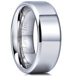 King Will BASIC 8mm Stainless Steel Ring Polished Plain Beveled Edge Wedding Band Laser I Love You 11