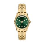 Fossil Scarlette Watch for Women, 34mm Quartz Three Hand Date Movement with Stainless Steel Strap,Gold Tone and Dark Green
