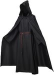 Mavikim Pagan Tunic Cloak Friar Medieval Cosplay Hood Capes Costumes Knight Costume (Small, Black)